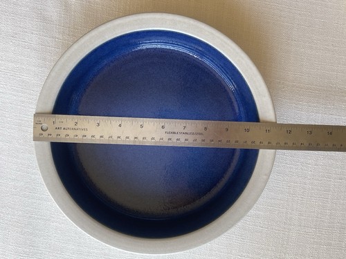 Large Vtg. HEATH CERAMICS Moonstone SERVING BOWL Blue & White, 11.25" - Picture 6 of 8