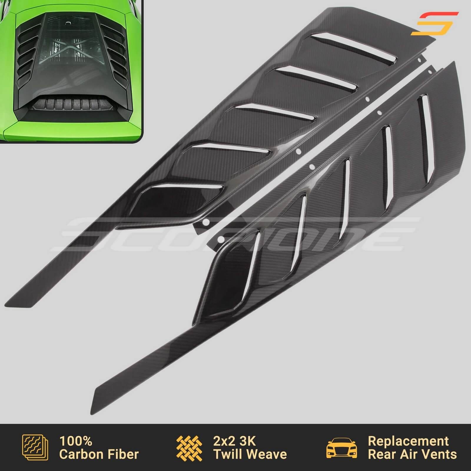 Scopione Carbon Fiber Replacement Side Engine Covers for Lamborghini Huracan