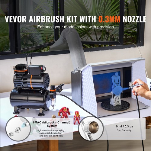 Airbrush Kit Dual Fan Air Tank Compressor System Kit with 3.5L Air Tank - Bild 2 von 10