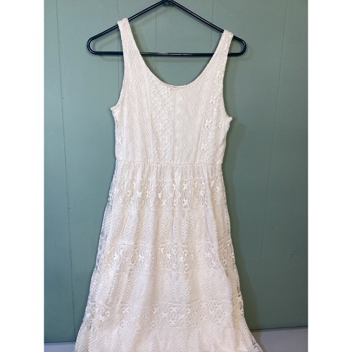 Rewind Elfenbein Spitze Stufen Maxikleid Boho Festival Damen Gr. S Engel Fee - Bild 4 von 9