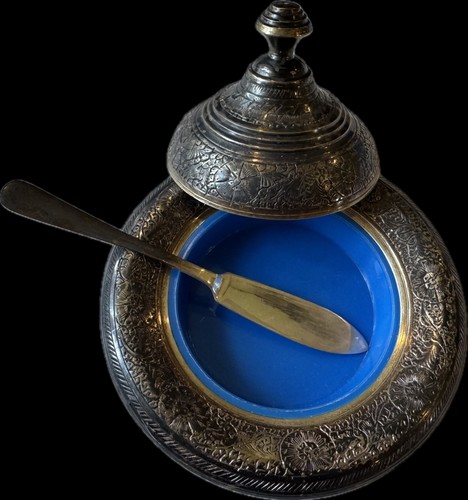 Vintage versilbertes Gewürzset Handarbeit in Indien + Bonusschale Ethno - Bild 9 von 11