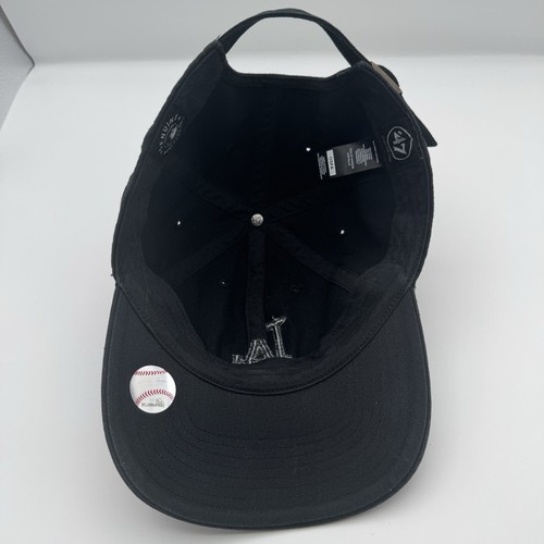 '47 Marca Limpieza Sombrero Ajustable Los Angeles Dodgers Sombrero Negro Sobre Negro MLB Gorra - Imagen 10 de 12