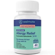 Welmate Allergy Relief | Fexofenadine 180mg 12 Hour | 40 Count Extended-Release