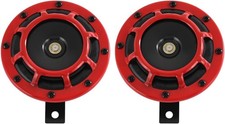 Electric Car Horn Kit 12V 135db Super Loud High Tone and Low Tone Metal Red