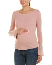 Hatch HEATHER CLAY Women's Maternity the Rib Tulip Sleeve Crew, US 1