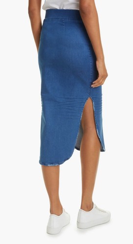 Frank & Eileen Donegal unforgettable midi skirt denim wash stretch cotton Size 2 - Picture 2 of 7