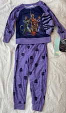 Girls Marvel Black Panther Wakanda Forever Pajama Set XS 4/5 Purple Black