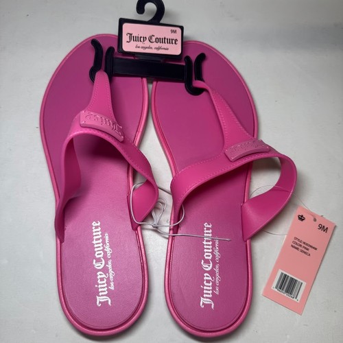 Juicy Couture Womens 9 M Hot Pink Flat Flip Flop Sandals NEW SK5 - Picture 3 of 5