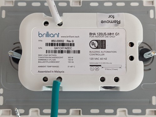 Brilliant Smart Home Control Light Switch Panel BHA-120US-WH1 G1 (Used) F1 - Picture 10 of 14