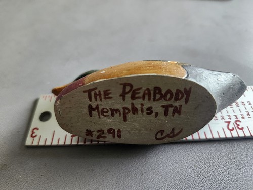 Pubblicità Vintage The Peabody Hotel #291 Miniatura Legno Dipinto Anatra Esca - Foto 6 di 10