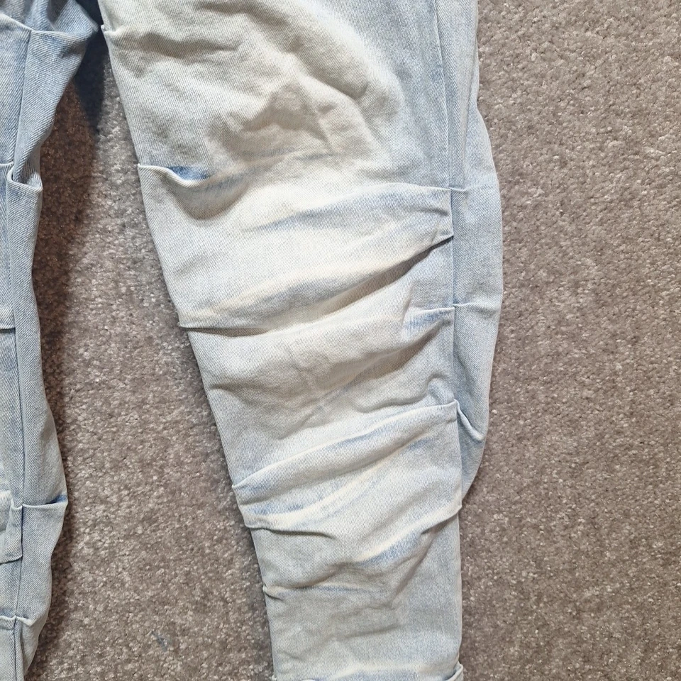 Pantalones de mezclilla para hombre KDNK ajustados punto arrugado azul claro talla 28 (28x30) desgastados Foto 3 de 4