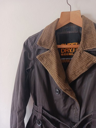 Superdry Femme Veste Safari Mac Wax Taille Medium Marron Ceinturée - Photo 5/24