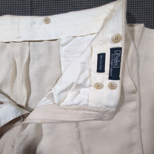 Polo Ralph Lauren ITALIA Pantalone misto lino seta spina di pesce beige naturale 40x31 - Foto 5 di 13