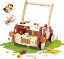 2-In-1 Wooden Baby Walker with 40 PCS Tool Toys   Baby Push Walker for 6-12 Mont
