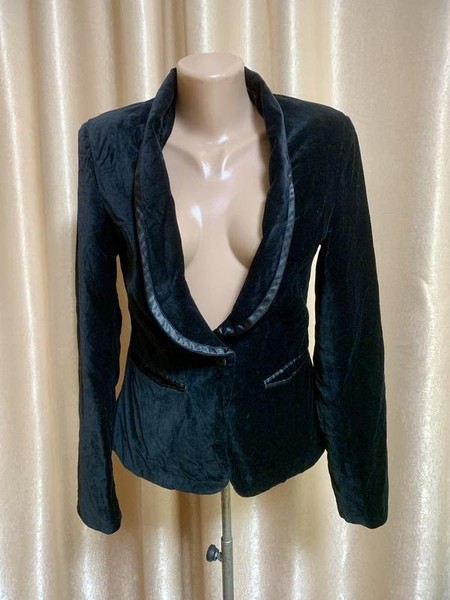 Women On Bestows Des Angel Black Velvet Blazer 38
