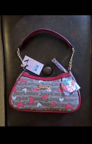 JUICY COUTURE FRESHLY PICKED STRAWBERRY SHOULDER BAG CHESTNUT CHINO