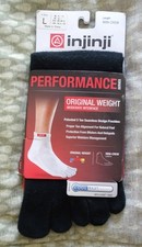 INJINJI PERFORMANCE SERIES-MENS BLACK MINI CREW MODERATE TOE SOCKS LARGE COOLMAX