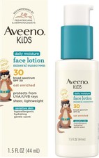 Aveeno Kids Daily Moisture Face Lotion  Mineral Sunscreen with SPF 30, Oat Enri