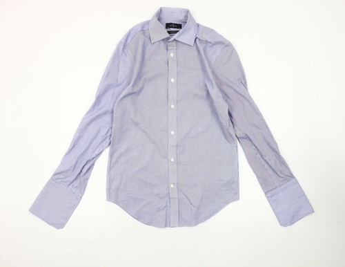 Jeff Banks blau gestreiftes Slim Fit Herrenhemd 14,5 Zoll 37 cm