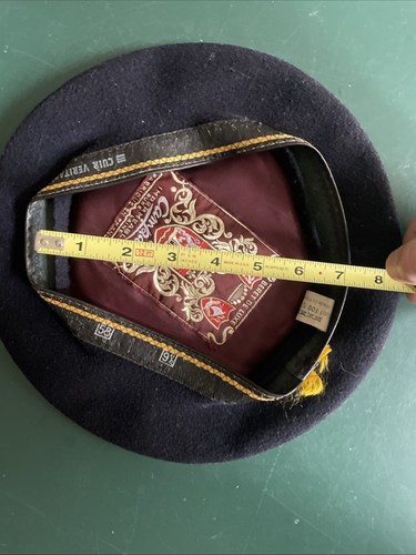 Berretto Vintage Campan Impermeabile De Luxe Lana Nera Cappello Francese Francia Tg 9,5 58 - Foto 9 di 9