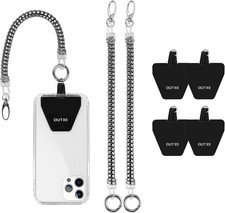 OUTXE Phone Lanyard Tether with 4 Patch- 2  Tether, 4  1- Silver