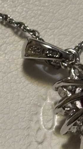 Ruby Halo Sterling Silver Necklace, and earring set - Picture 6 of 7