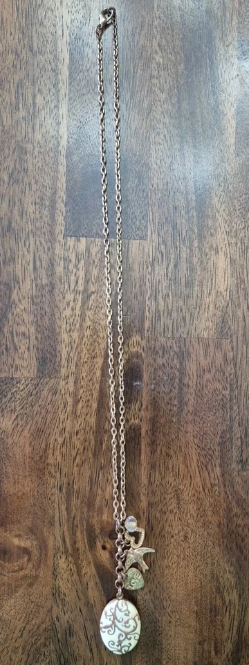 De Colección Marfil Esmalte Medallón Corazón Pájaro Amor Dije Collar Estilo Victoriano Retro 22" Foto 4 de 4