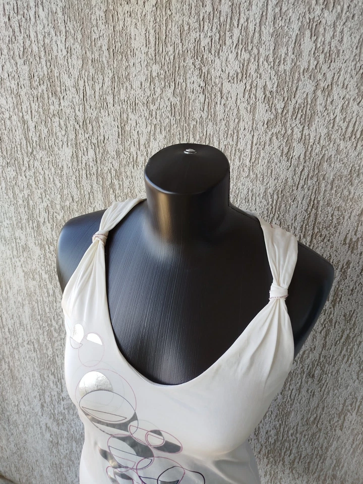 Top Miss Sixty sin mangas viscosa blanca vintage Y2K talla M Foto 4 de 4