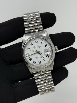 Rolex Datejust 16000 36mm White Buckley Dial Gold Hands Stainless Steel Jubilee