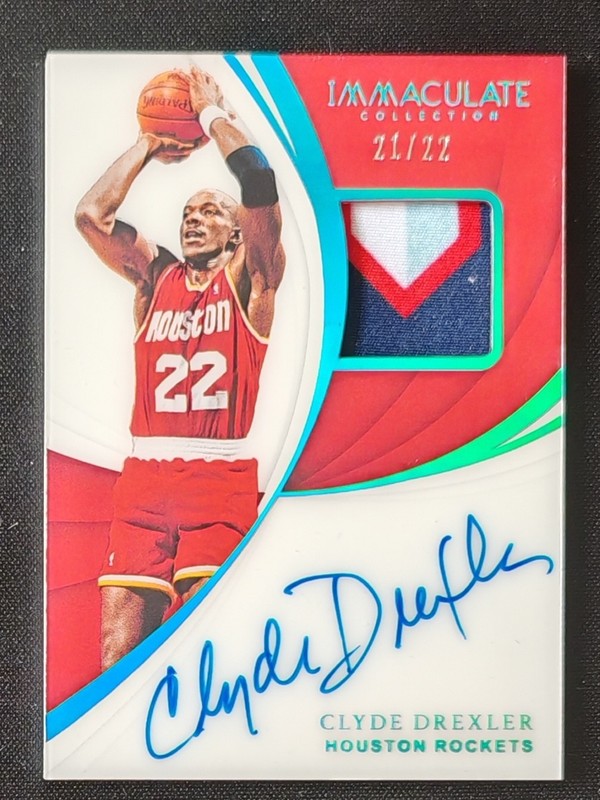 2018-19 Panini Immaculate Clyde Drexler Game-Worn Jersey Patch Autograph 21/22!!