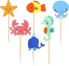 24 Pcs Cake Cupcake Topper Picks Nautical Theme Party Baby Shower Kids' Birthday