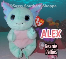 🩵 ALEX 🩵 2024 Ty Beanie Bellies Light Blue & Pink AXOLOTL Baby *MWMT*