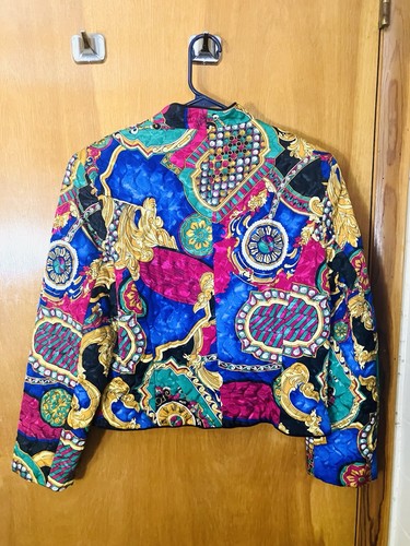 Gary Boyer Women’s 12(L) Short Quilted Jacket Buttons Polyester Vintage Colorful - Picture 10 of 12