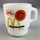 McDonalds Good Morning Coffee Mug VTG Anchor Hocking Fire King White Milk Glass