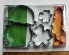 5-Piece Set St Patrick's Day Cookie Cutter Set - Derby, Pot of Gold, Shamrocks 