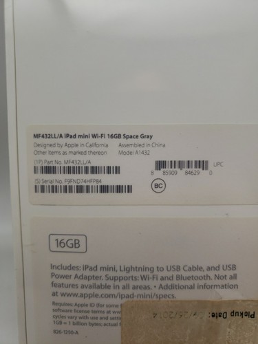 Rare 2012 Apple iPad Mini 16GB Wi-Fi BLACK (A1432, MF432LL/A) – Factory Sealed - Picture 8 of 8
