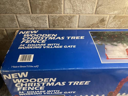 Cerca de árbol de Navidad de madera vintage puerta del pueblo 34" Taiwán 1989 - Imagen 4 de 9