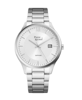 PIERRE RICAUD Men Quartz Casual Watch Classic Dress Silver Dial Waterproof 41mm