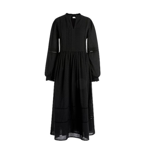 J. Crew Black Pintuck Midi Dress in Clipdot Swiss Dot Size M Modest Milkmaid NEW - Bild 1 von 18