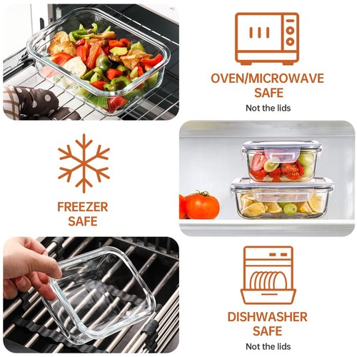 8 Pack Glass Food Storage Containers with Lids, Meal Prep Containers, Airtigh... - Picture 3 of 7