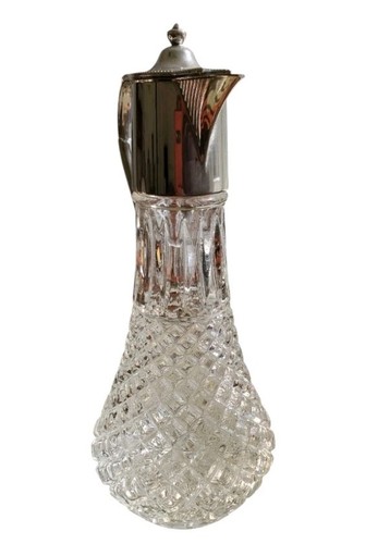 Unique Large Cristal Decanter Retro Vintage Elegant Vine Silver Plated UK Jug - Picture 8 of 8