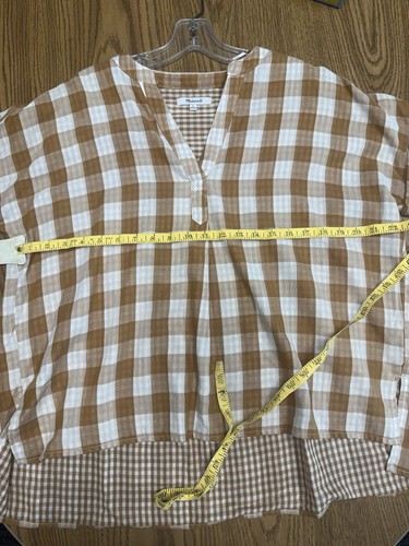 Blusa Madewell Bronceada Guinga Cuadrada Recortada Novio Cuadros Pequeños - Imagen 3 de 4