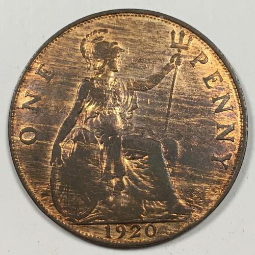1920 United Kingdom 1 Penny - George V - Fine (F) KM#810 Cleaned - 6572 - Picture 1 of 3
