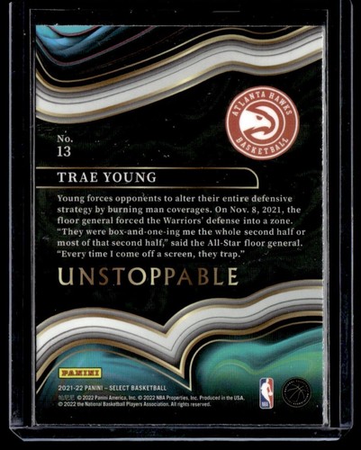 2021 Panini Select TRAE YOUNG unaufhaltsamer Einsatz #13 Falken - Bild 2 von 2