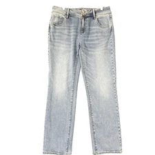 HUDSON Double Button Denim Light Blue Straight Women Jeans 10 Distressed Cowgirl