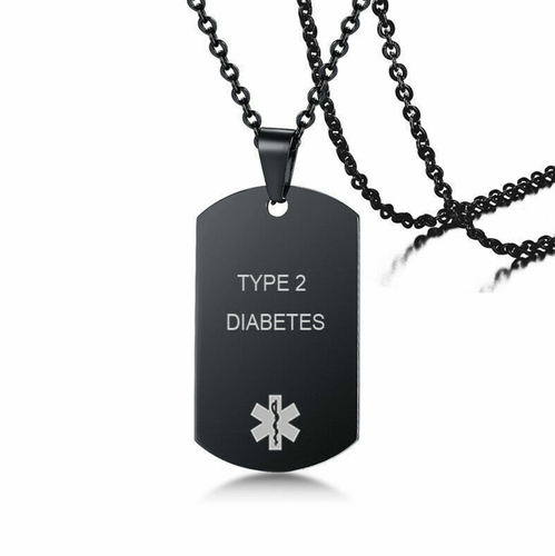 NEW AU Black Stainless Steel Emgerency Medical Alert ID Pendant Necklace - Picture 3 of 22