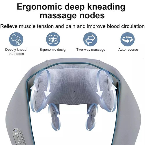 Electric Neck Shoulder Massager Back Body Shiatsu Deep Knead Wrap Home Updated - Picture 7 of 12