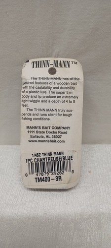 Mann's Thinn Mann Vintage Crankbait Fishing Lure 2" - Chartreuse Blue New - Picture 2 of 2