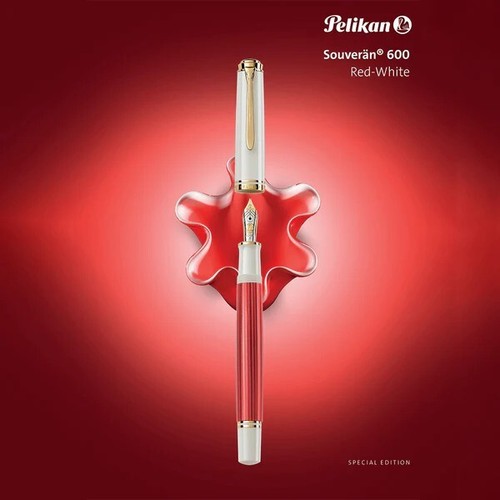 💥NEU💥PELIKAN M600 ROT WEISS SONDEREDITION 2023 FÜLLFEDERHALTER B 💥14k Gold💥 - Bild 5 von 24