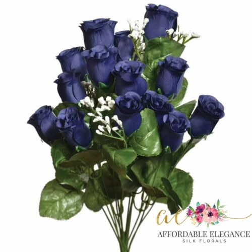 14 Roses Buds Silk Flowers Wedding Bouquets Centerpiece Fake Faux Artificial - Picture 4 of 10